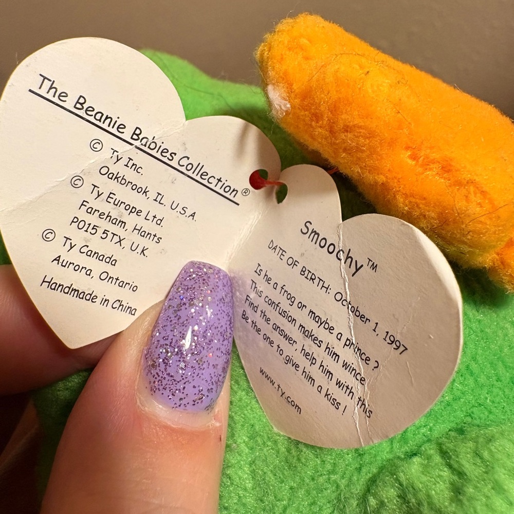 Rare Retired Original 1997 Beanie Baby Smoochy The Frog 🐸 Collectible!!! - Picture 6 of 7